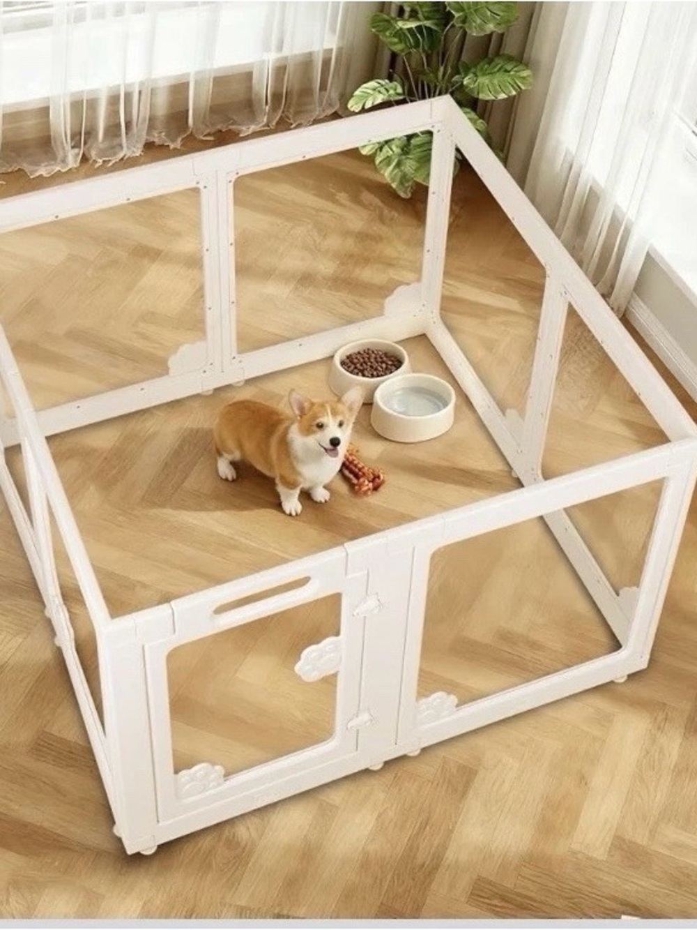White Small Pet Playpen — Stylish Enclosed Pet Pen